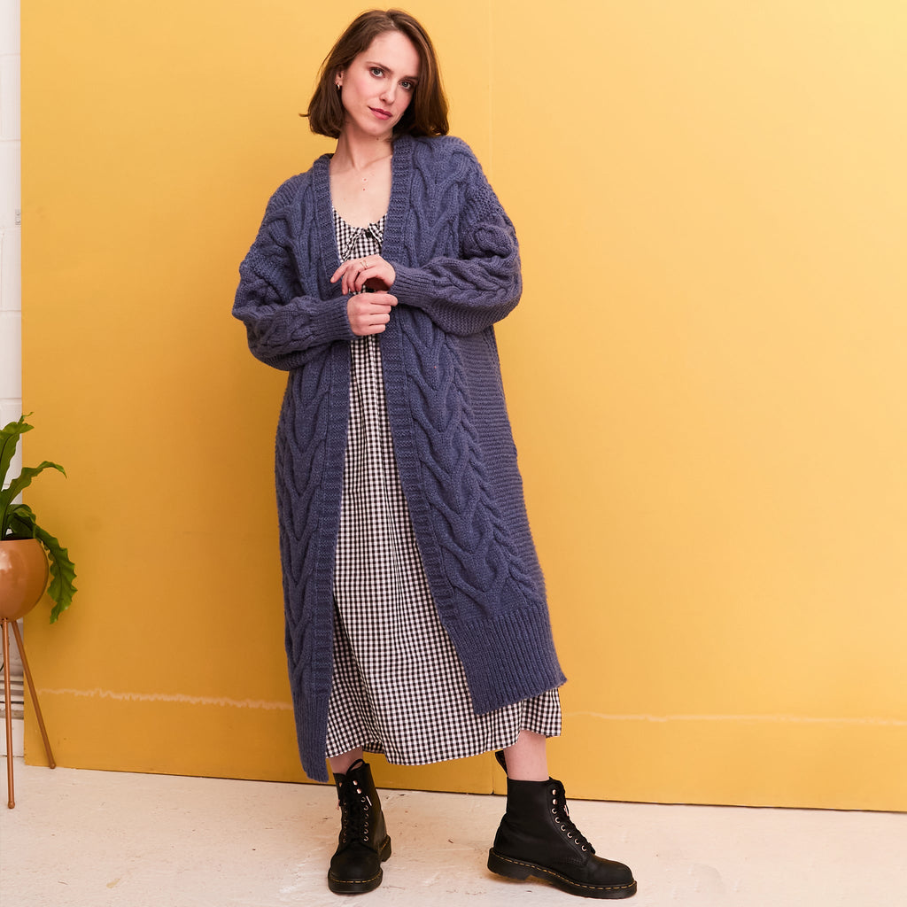 Alex Cable Balloon Sleeve Maxi Cardigan - Denim - Cara & The Sky