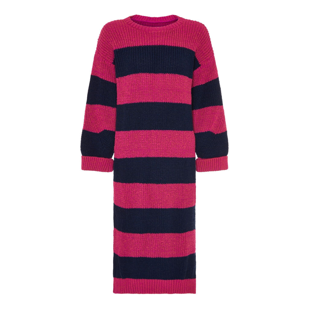 Antonia Chunky Stripe Midi Dress - Navy - Cara & The Sky