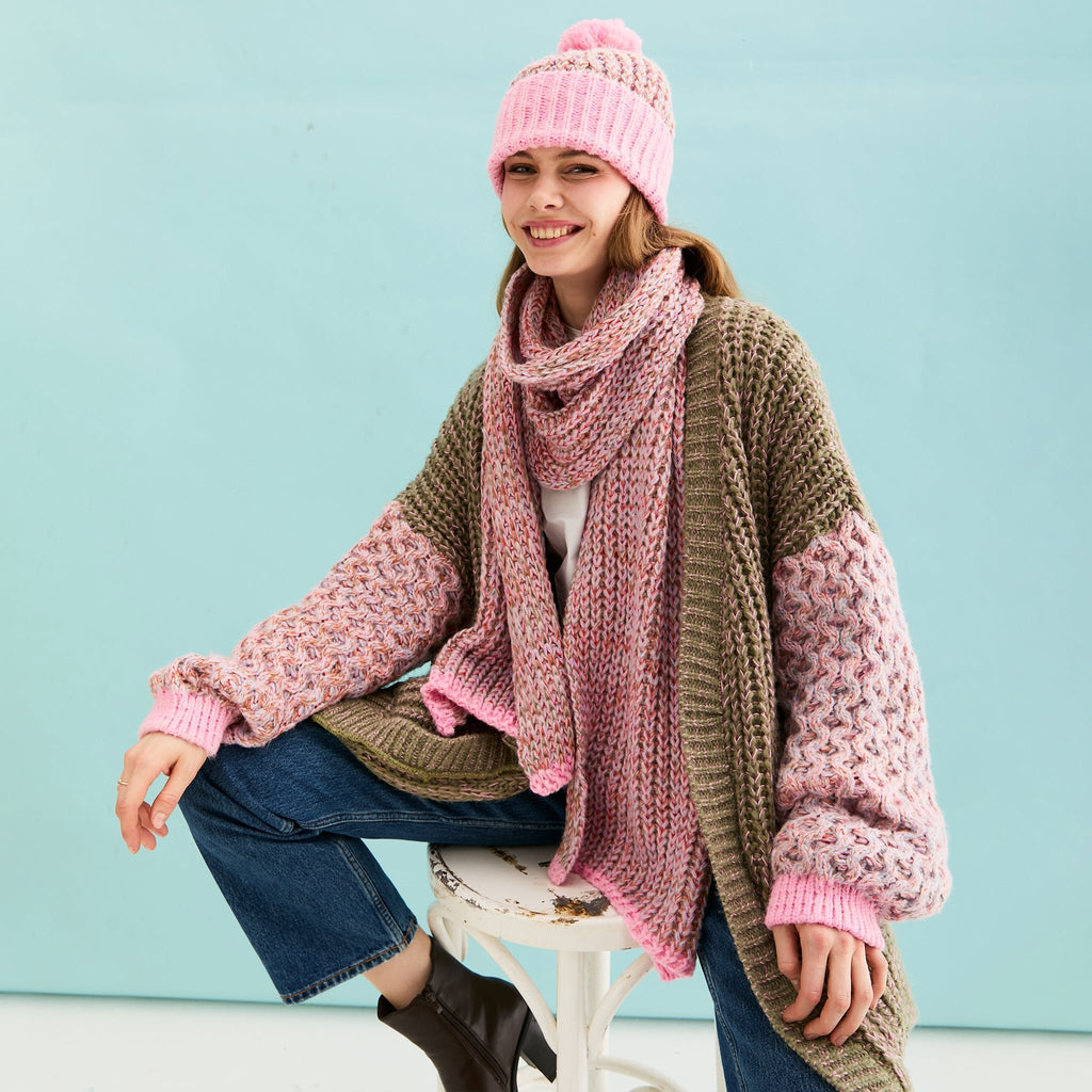 Florence Twist Oversized Knitted Scarf - Pink - Cara & The Sky