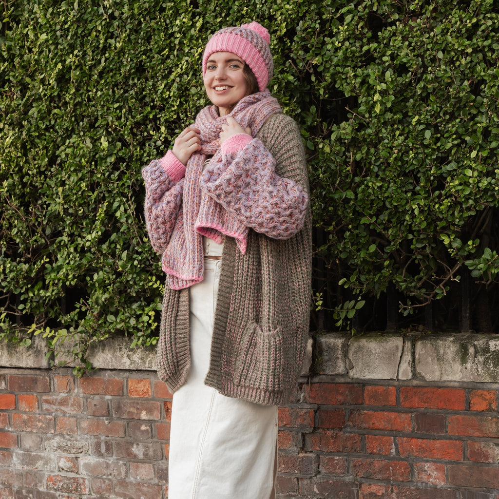 Florence Twist Oversized Knitted Scarf - Pink - Cara & The Sky