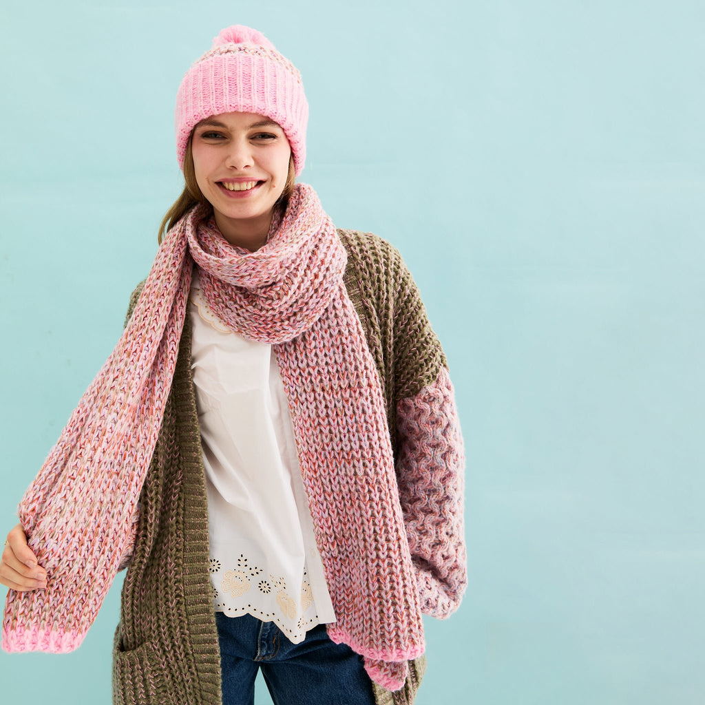 Florence Twist Oversized Knitted Scarf - Pink - Cara & The Sky