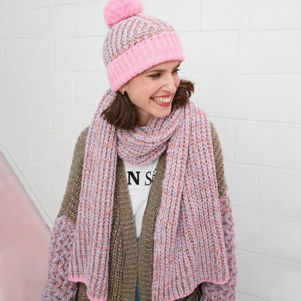 Florence Twist Oversized Knitted Scarf - Pink - Cara & The Sky