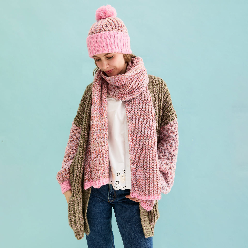 Florence Twist Oversized Knitted Scarf - Pink - Cara & The Sky