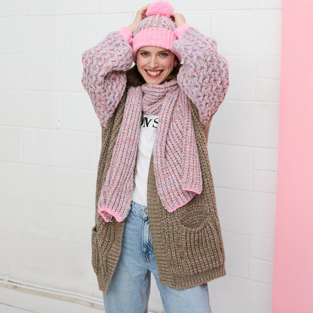 Florence Twist Oversized Knitted Scarf - Pink - Cara & The Sky