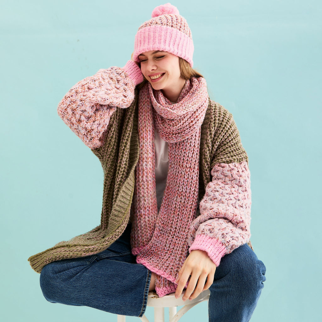 Florence Twist Oversized Knitted Scarf - Pink - Cara & The Sky