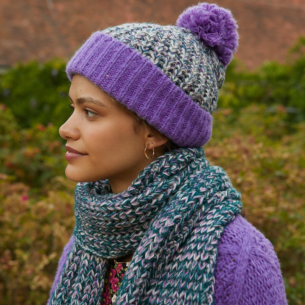 Lolly Hat & Florence Scarf Set - Purple - Cara & The Sky