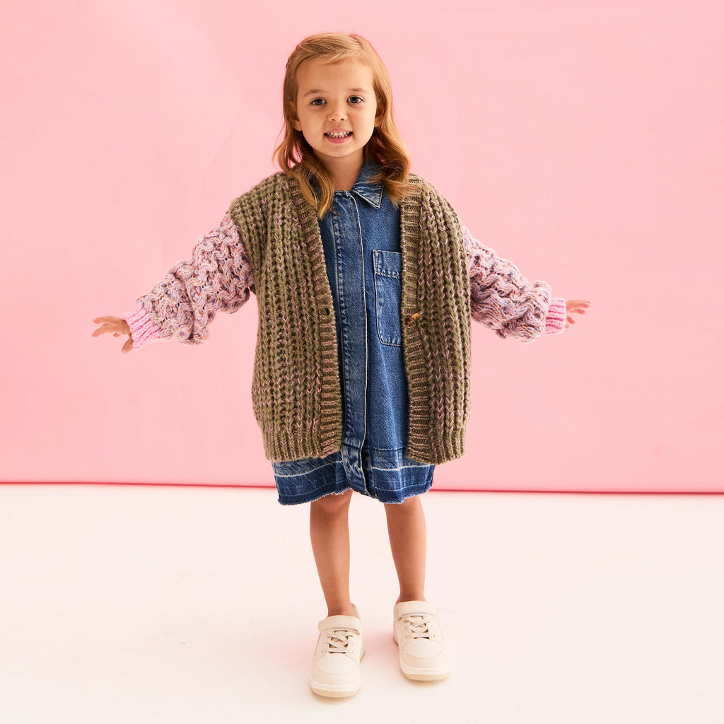 Madison Mini Me Oversized Balloon Sleeve Kids Cardigan - Cara & The Sky