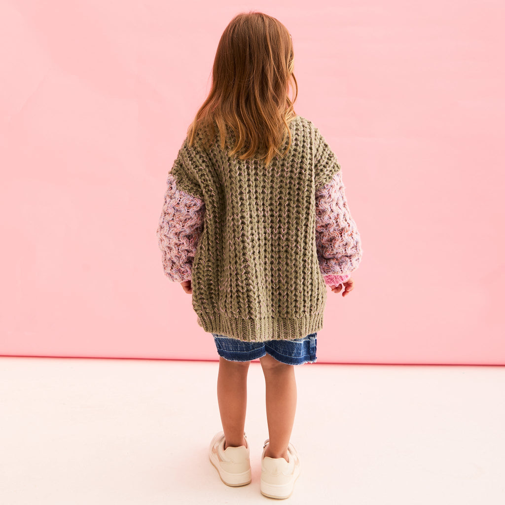 Madison Mini Me Oversized Balloon Sleeve Kids Cardigan - Cara & The Sky