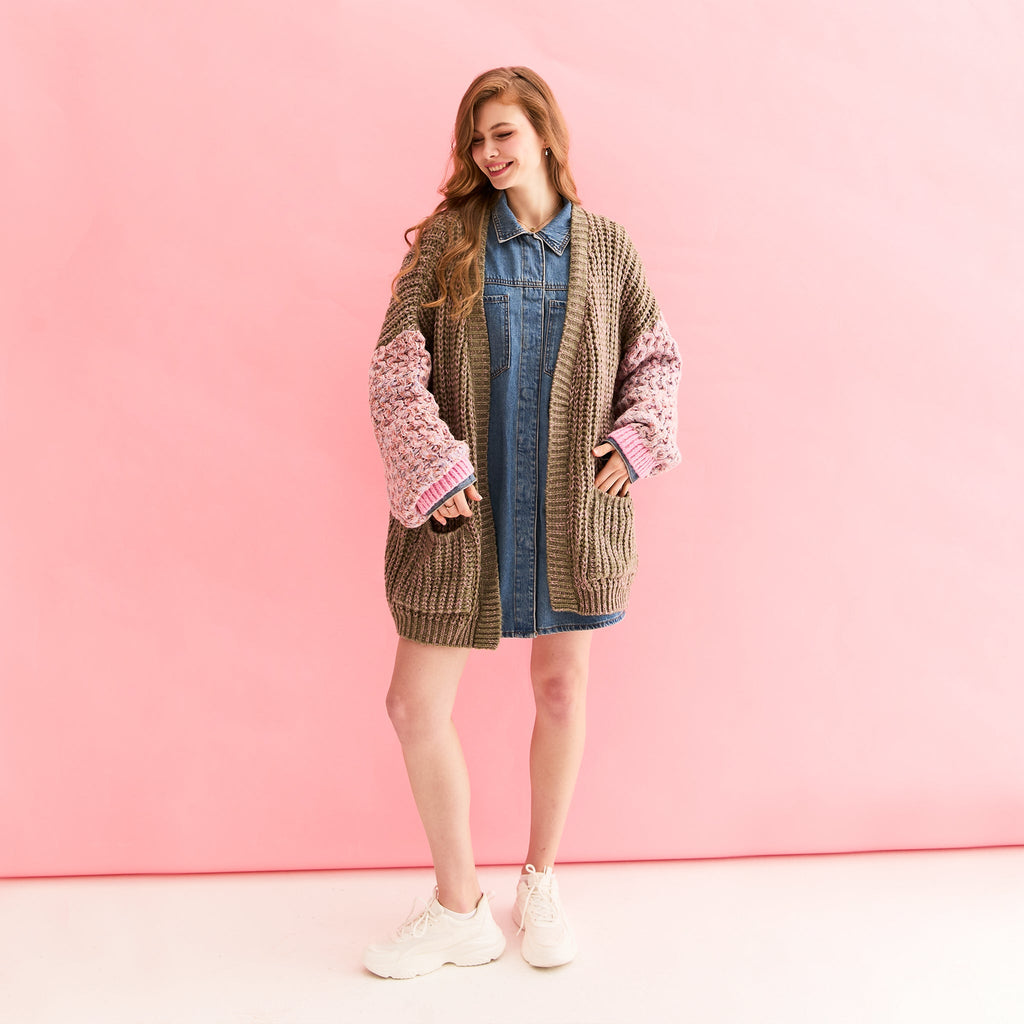 Madison Oversized Balloon Sleeve Knit Cardigan - Khaki - Cara & The Sky