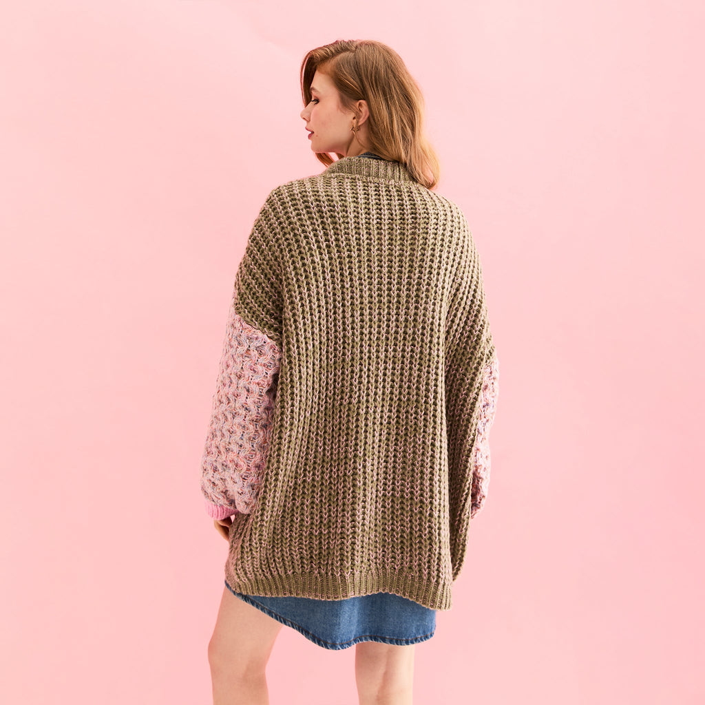 Madison Oversized Balloon Sleeve Knit Cardigan - Khaki - Cara & The Sky