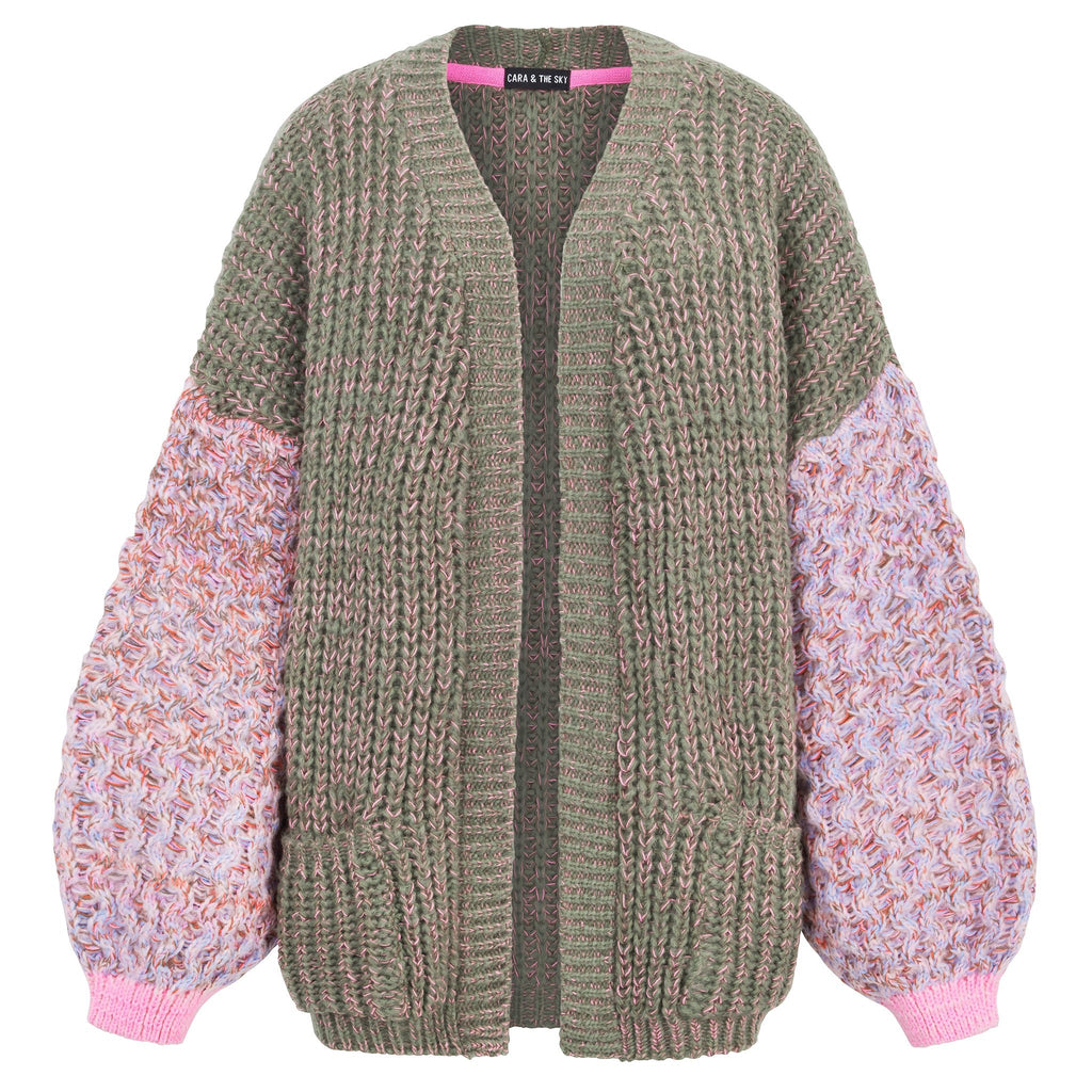 Madison Oversized Balloon Sleeve Knit Cardigan - Khaki - Cara & The Sky