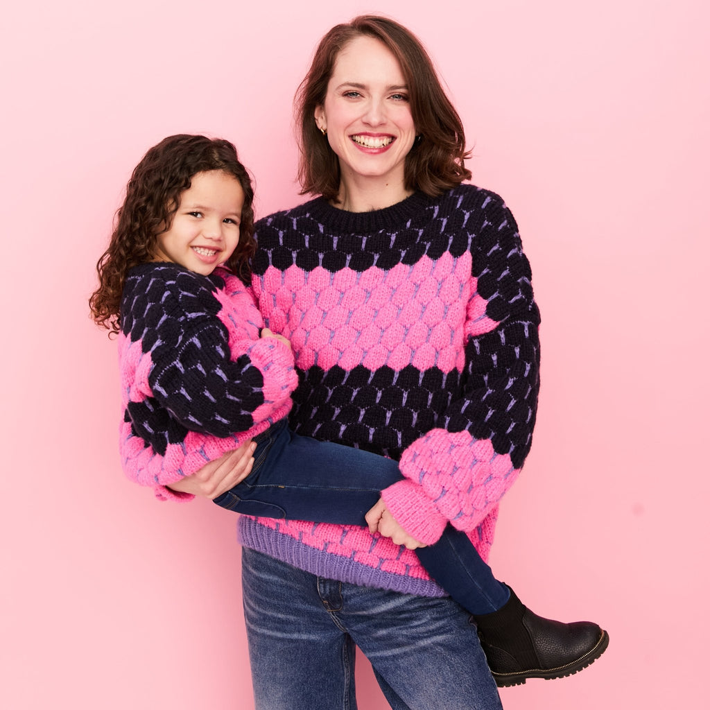 Marissa Adult and Mini Me Stripe Bubble Stitch Matching Jumpers - Cara & The Sky