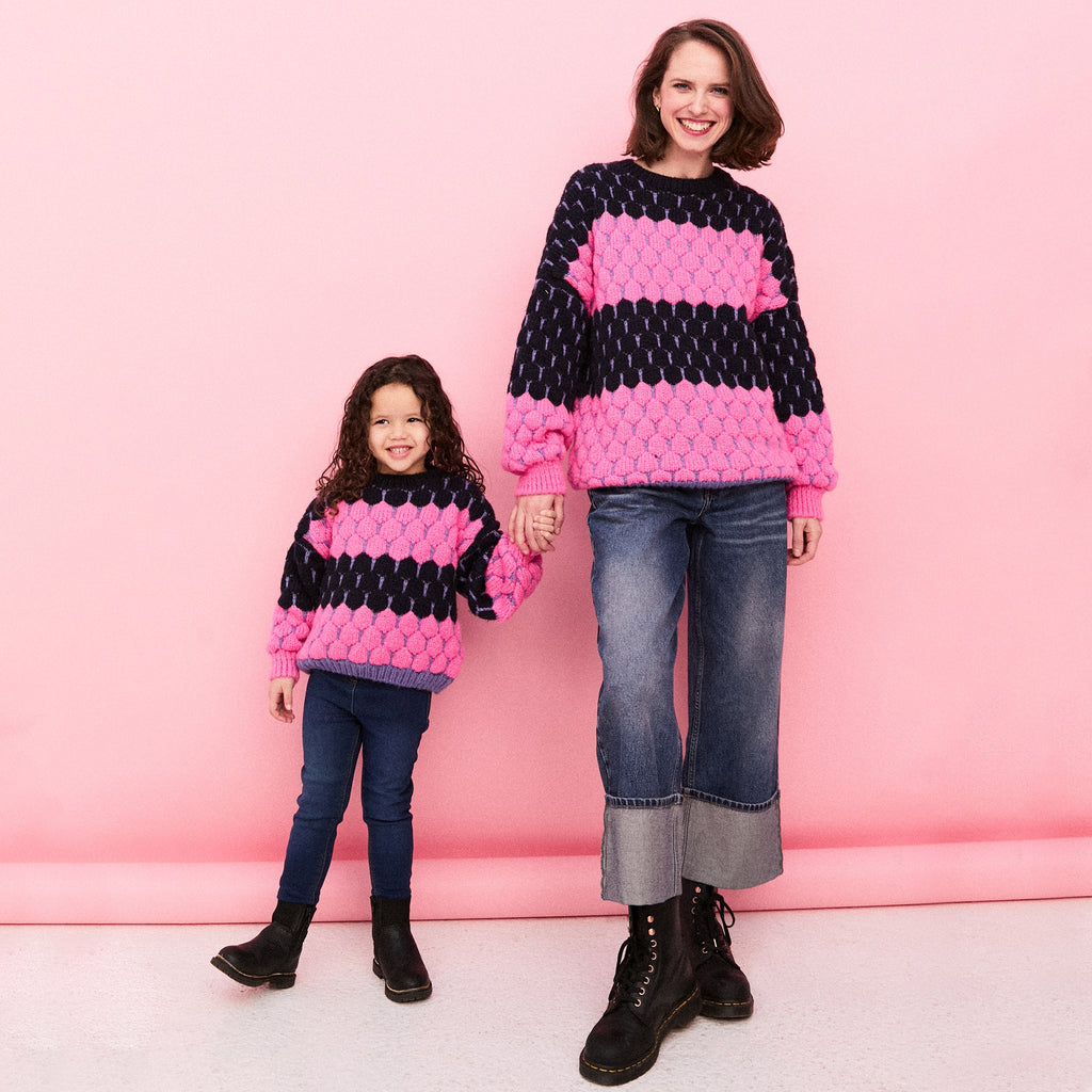 Marissa Adult and Mini Me Stripe Bubble Stitch Matching Jumpers - Cara & The Sky