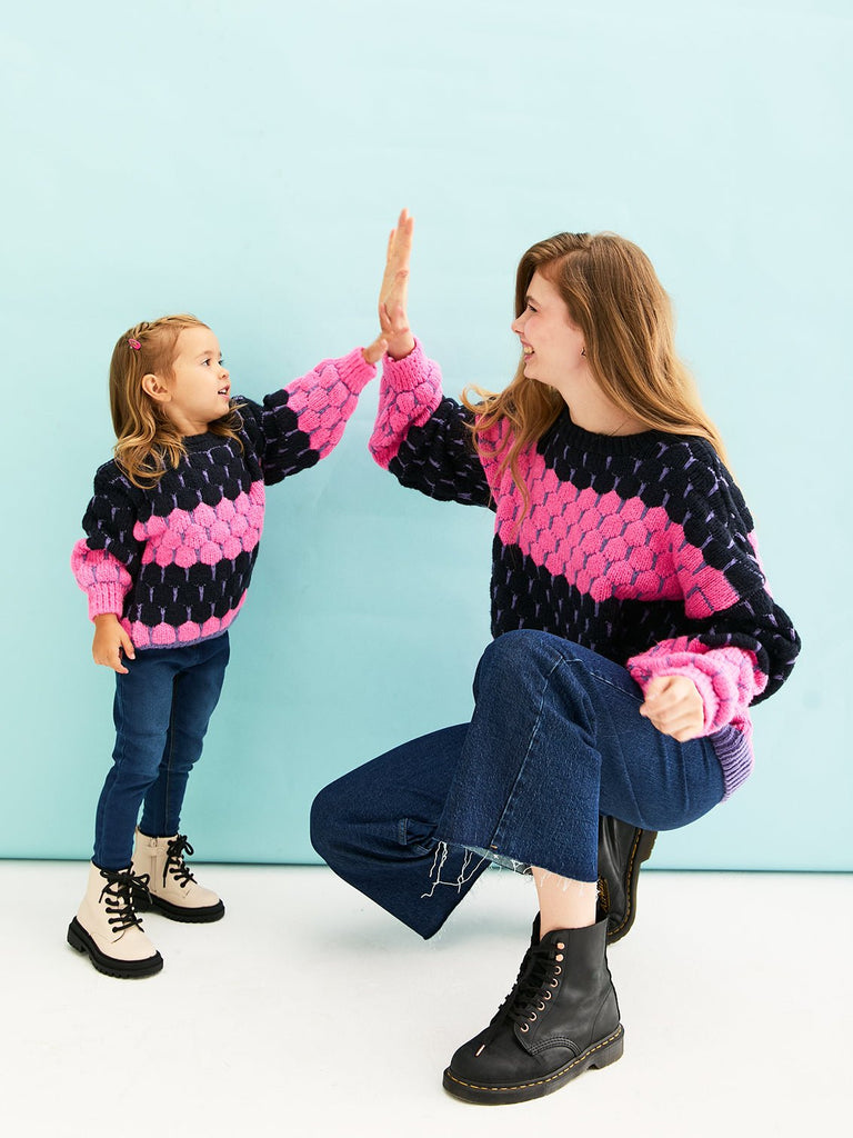 Marissa Adult and Mini Me Stripe Bubble Stitch Matching Jumpers - Cara & The Sky