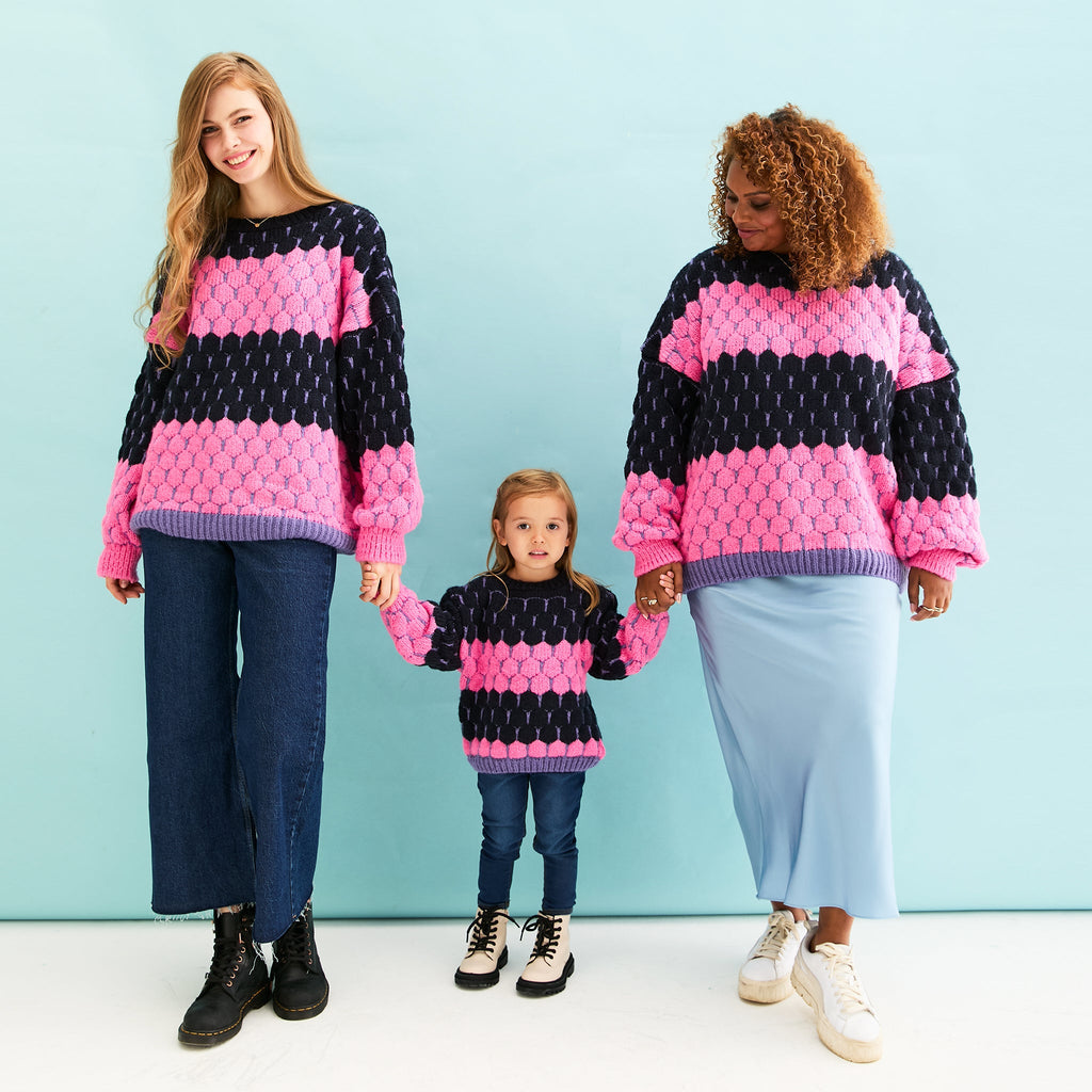 Marissa Adult and Mini Me Stripe Bubble Stitch Matching Jumpers - Cara & The Sky