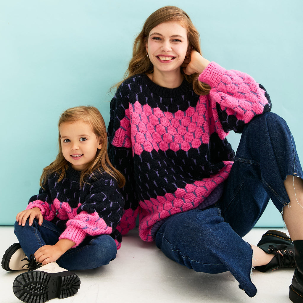 Marissa Adult and Mini Me Stripe Bubble Stitch Matching Jumpers - Cara & The Sky