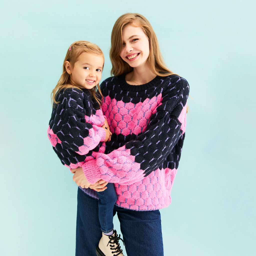 Marissa Adult and Mini Me Stripe Bubble Stitch Matching Jumpers - Cara & The Sky