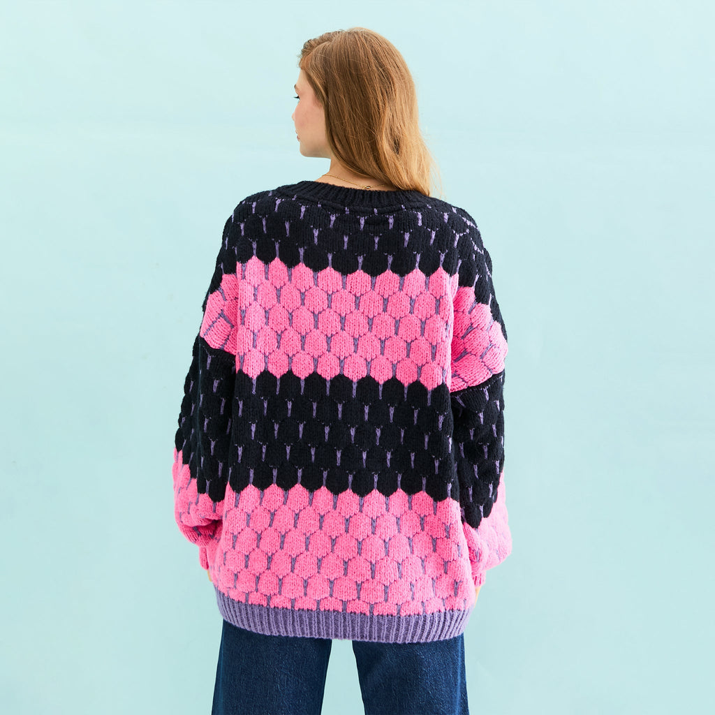 Marissa Stripe Bubble Stitch Jumper - Navy - Cara & The Sky