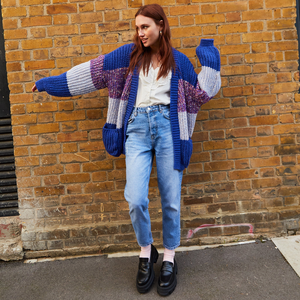 RESALE | Janie Oversized Chunky Stripe Cardigan - Cobalt - Cara & The Sky