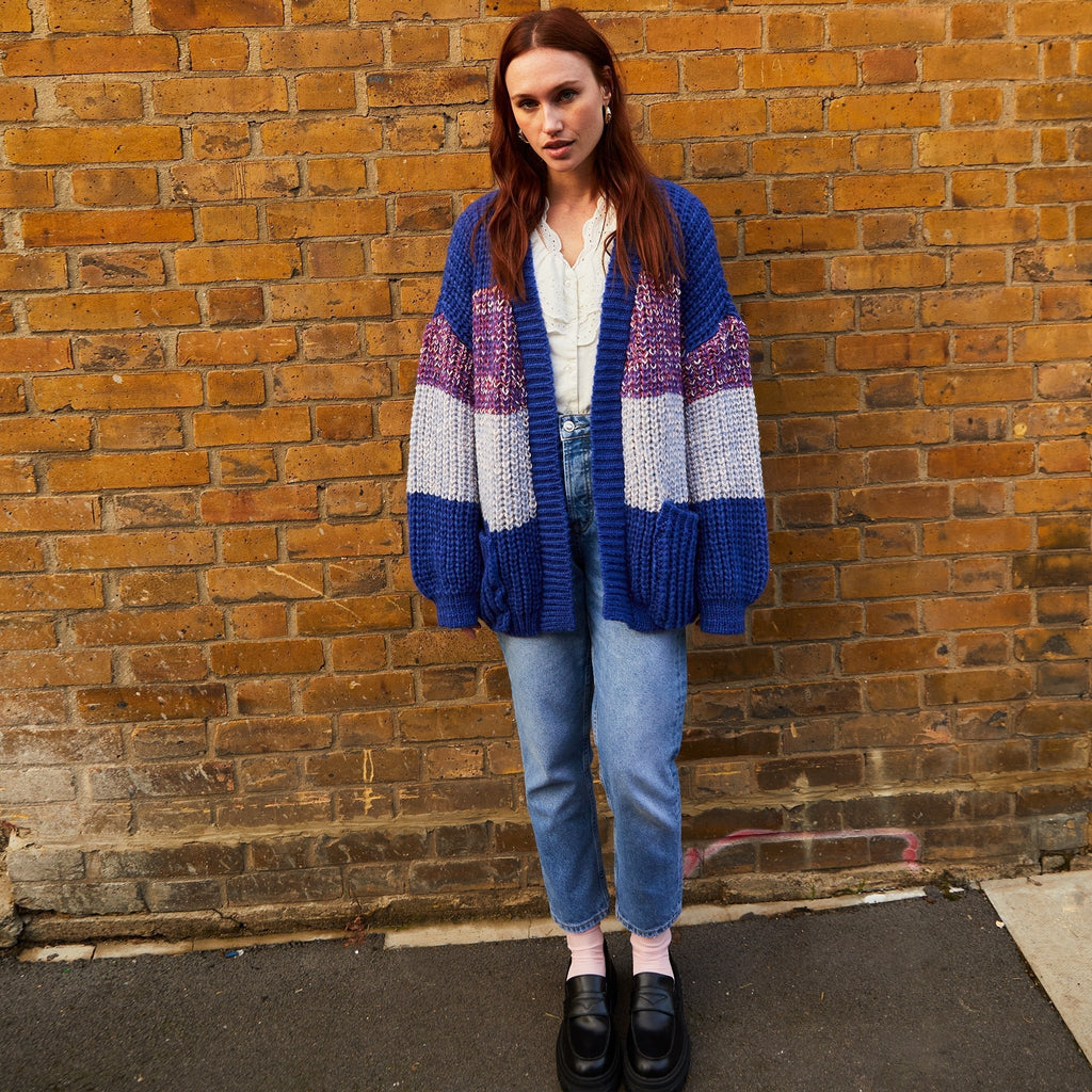 RESALE | Janie Oversized Chunky Stripe Cardigan - Cobalt - Cara & The Sky