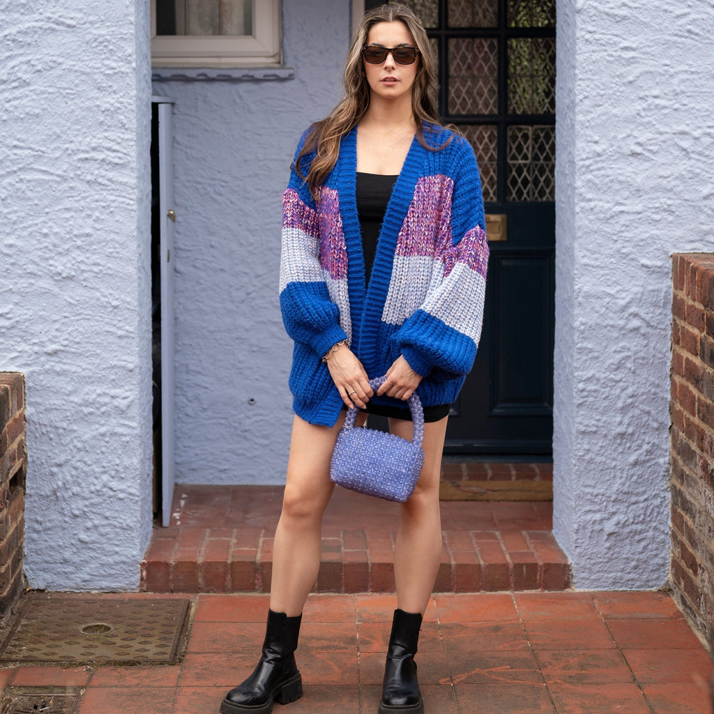 RESALE | Janie Oversized Chunky Stripe Cardigan - Cobalt - Cara & The Sky