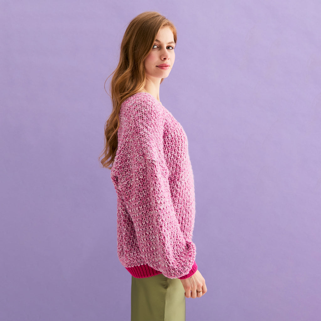 Zohar Twist Oversized V Neck Jumper - Pink - Cara & The Sky