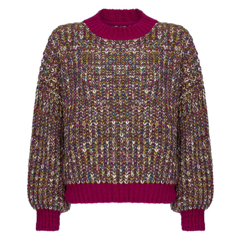 RESALE | Bertie Balloon Sleeve Chunky Knitted Jumper - Multi - Cara & The Sky